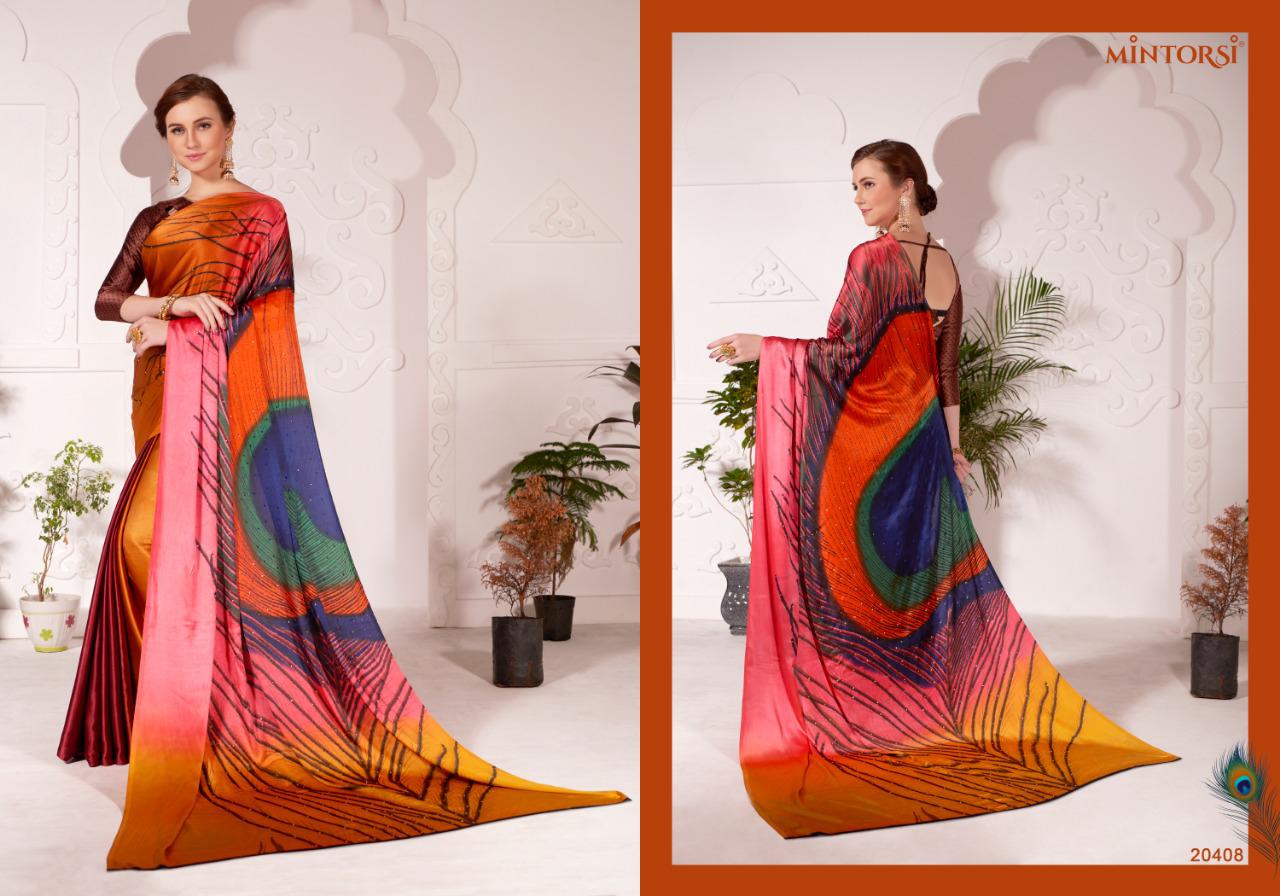 New Designer More Pankh Silk Print Sarees Collection 20401-20408 Varsiddhi Wholesale Sarees Catalog